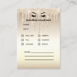 Tarjeta De Visita Consulta de cliente de Eyelash Purpurina Gold