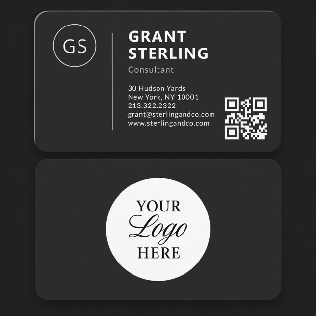 Tarjeta De Visita Consultant Black Logo QR Code Professional (Subido por el creador)