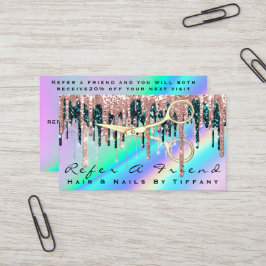 Tarjeta De Visita Consulte A Un Amigo Hairdresser Scissors Rosa Holo
