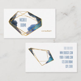 Tarjeta De Visita Consultor abstracto de cristal de oro azul elegant