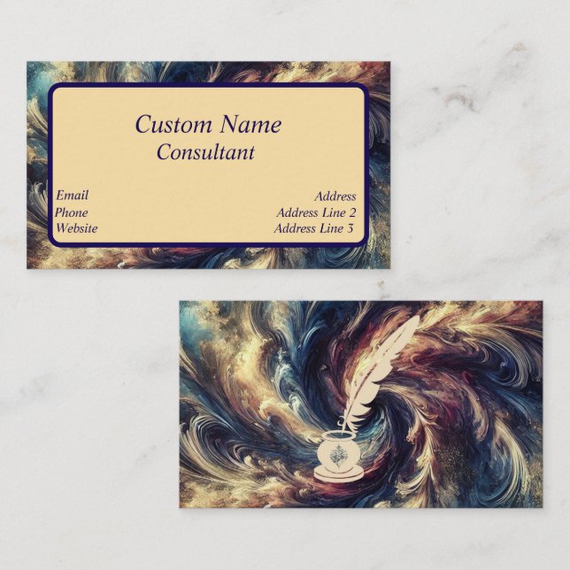 Tarjeta De Visita Consultor Arte Resumen Moderno (Anverso / Reverso)