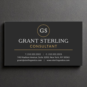 Tarjeta De Visita Consultor Black Gold Luxury Modern Elegant