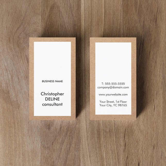 Tarjeta De Visita Consultor blanco elegante de papel Kraft (Subido por el creador)