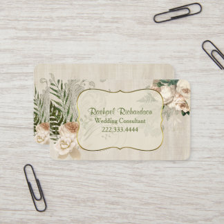 Tarjeta De Visita Consultor Boda de Rosas de Marfil