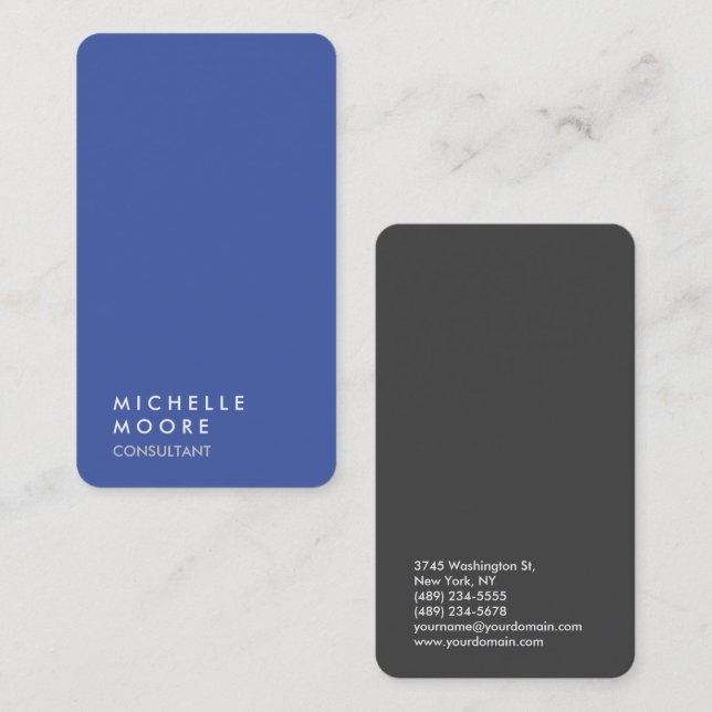 Tarjeta De Visita Consultor creativo sencillo y sencillo de moda gri (Anverso / Reverso)