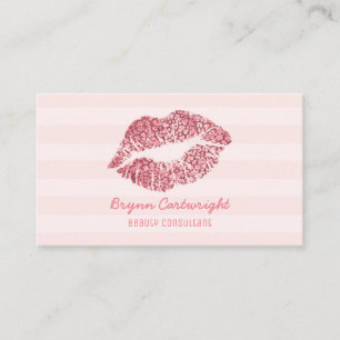 Tarjeta De Visita Consultor de belleza de labios rosados de Rubor de