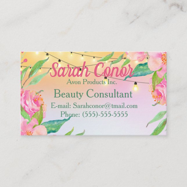 Tarjeta De Visita Consultor de belleza floral (Anverso)