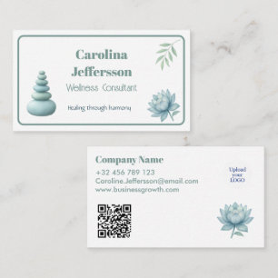 Tarjeta De Visita Consultor de bienestar elegante Piedras Zen Loto V