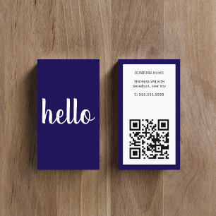 Tarjeta De Visita Consultor de código QR blanco azul moderno simple