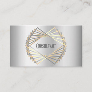 Tarjeta De Visita Consultor de diseño dorado de plata geométrica a
