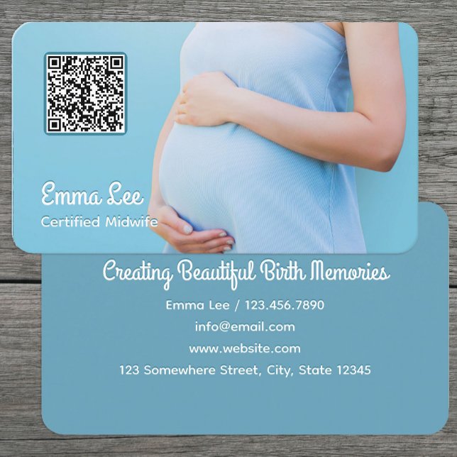 Tarjeta De Visita Consultor de Embarazo de Partera QR (Midwife Pregnancy Consultant Business Cards)
