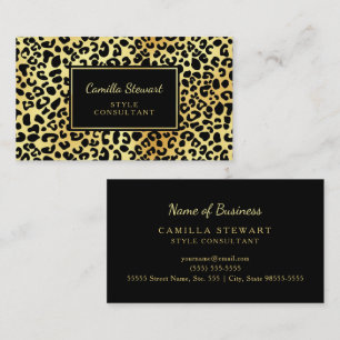 Tarjeta De Visita Consultor de estilo de impresión de leopardo de or
