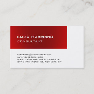 Tarjeta De Visita Consultor de estilo moderno rojo blanco
