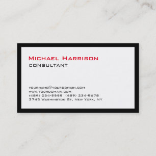 Tarjeta De Visita Consultor de estilo moderno rojo negro blanco