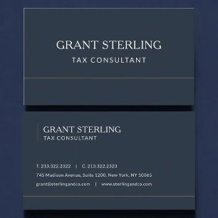Tarjeta De Visita Consultor de Impuestos Azul Marino Profesional