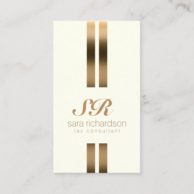 Tarjeta De Visita Consultor de Impuestos Monograma Elegante Banda de (Anverso)