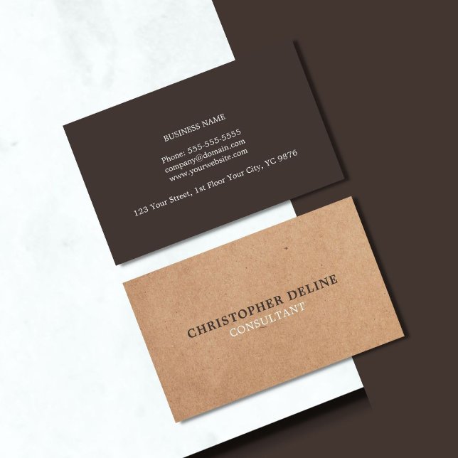 Tarjeta De Visita Consultor de KraftPaper elegante y moderno en colo (Subido por el creador)