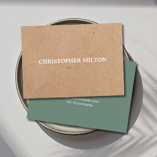 Tarjeta De Visita Consultor de KraftPaper verde elegante y moderno