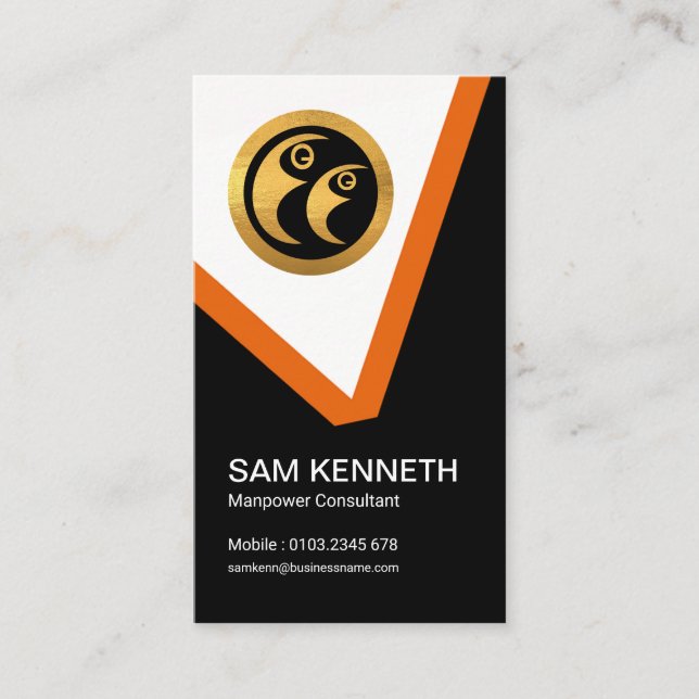 Tarjeta De Visita Consultor de mano de obra creativa Naranja V (Anverso)