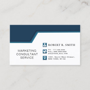 Tarjeta De Visita Consultor de marketing Blue & WhiteBusiness Card