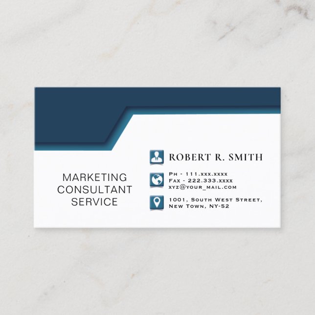 Tarjeta De Visita Consultor de marketing Blue & WhiteBusiness Card (Anverso)