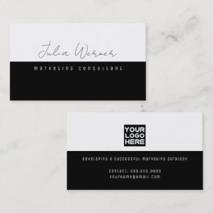 Tarjeta De Visita Consultor de marketing profesional de Black White