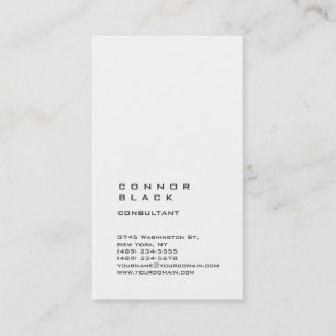 Tarjeta De Visita Consultor de moda blanco simple vertical