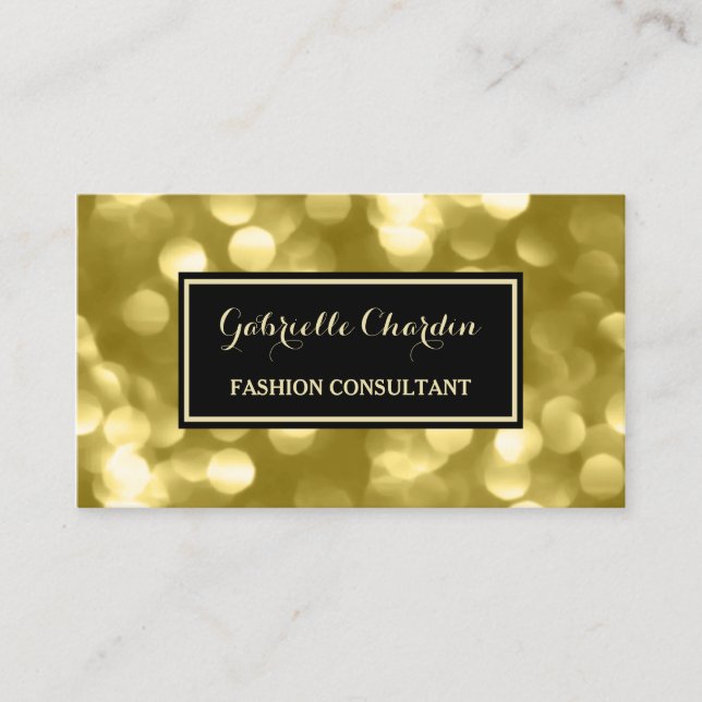 Tarjeta De Visita Consultor de Moda Bokeh Dorado (Anverso)