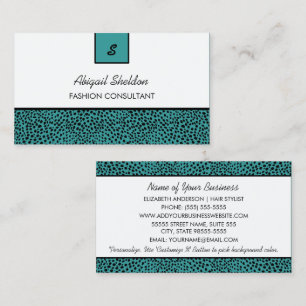 Tarjeta De Visita Consultor de moda con estampado de animal turquesa
