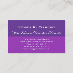 Tarjeta De Visita Consultor de moda púrpura y fucsia bonito