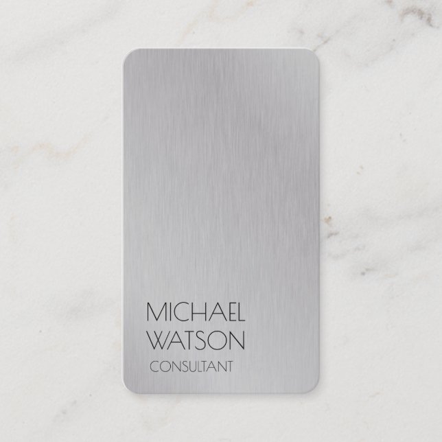 Tarjeta De Visita Consultor de moda simple y gris plateado (Anverso)