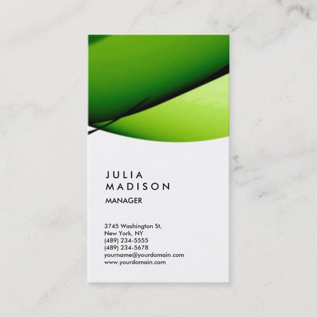 Tarjeta De Visita Consultor de moda verde amarillo blanco vertical (Anverso)