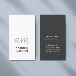 Tarjeta De Visita Consultor de monograma gris blanco elegante profes