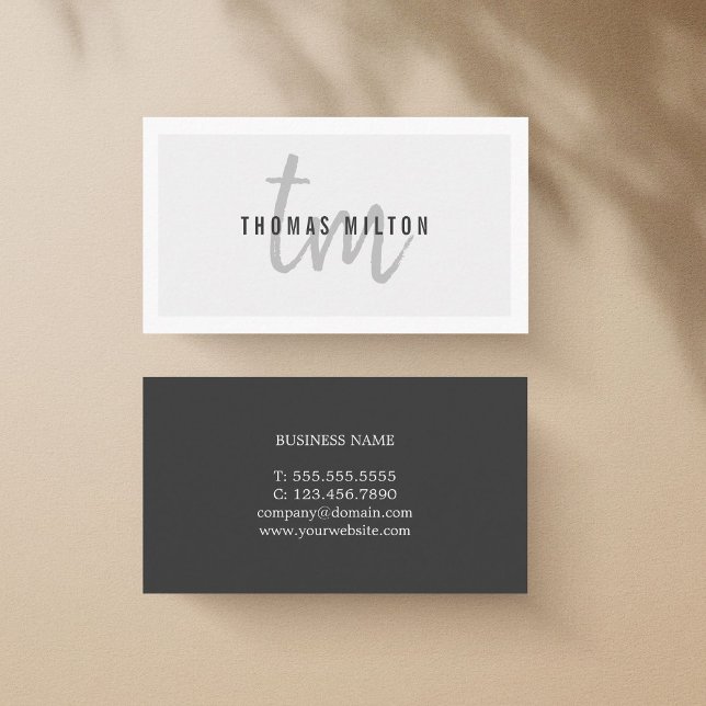 Tarjeta De Visita Consultor de Monograma Gris Blanco Moderno (Subido por el creador)