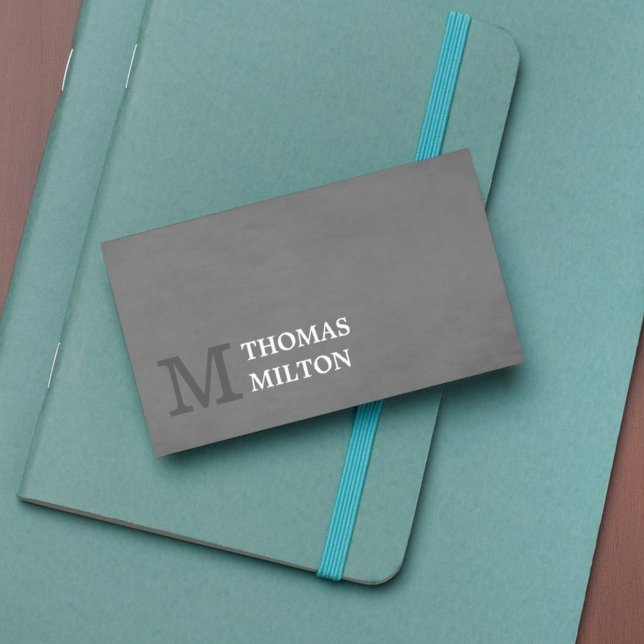 Tarjeta De Visita Consultor de monograma gris de textura elegante mo (Subido por el creador)