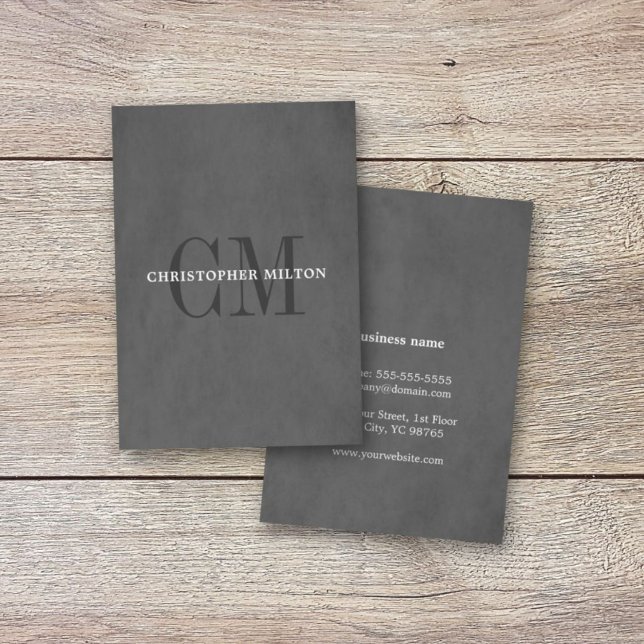 Tarjeta De Visita Consultor de monograma gris de textura elegante mo (Subido por el creador)