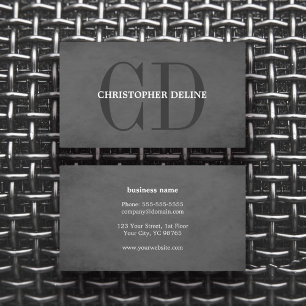 Tarjeta De Visita Consultor de monograma gris de textura elegante mo