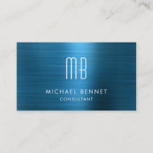 Consultor de Monograma Metálico Azul Elegante