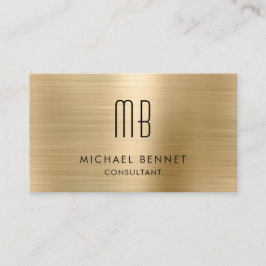 Tarjeta De Visita Consultor de Monograma Metálico Dorado Elegante