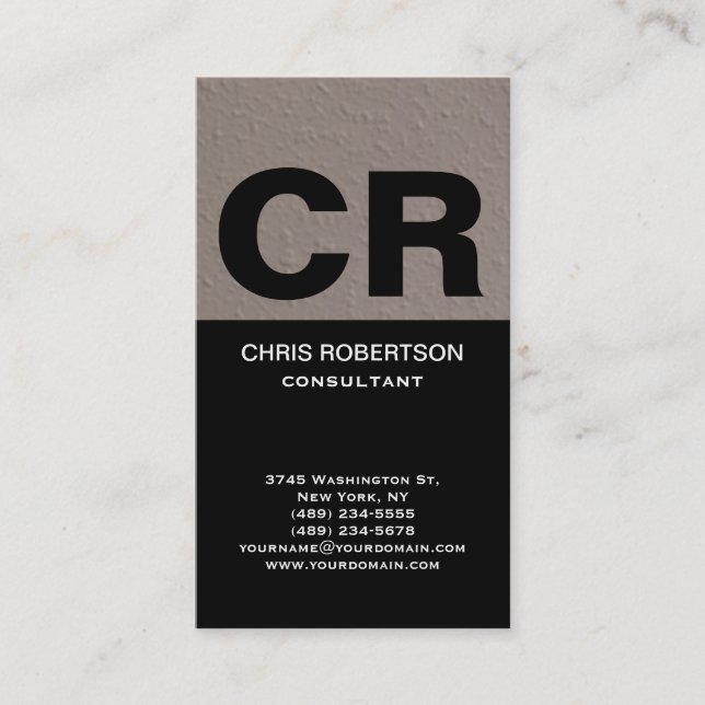 Tarjeta De Visita Consultor de monograma moderno y elegante (Anverso)