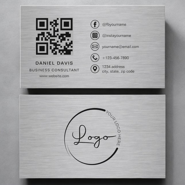 Tarjeta De Visita Consultor de Negocios Código QR Metálico (Subido por el creador)