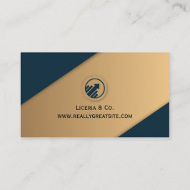 Tarjeta De Visita consultor de negocios moderno azul y dorado 