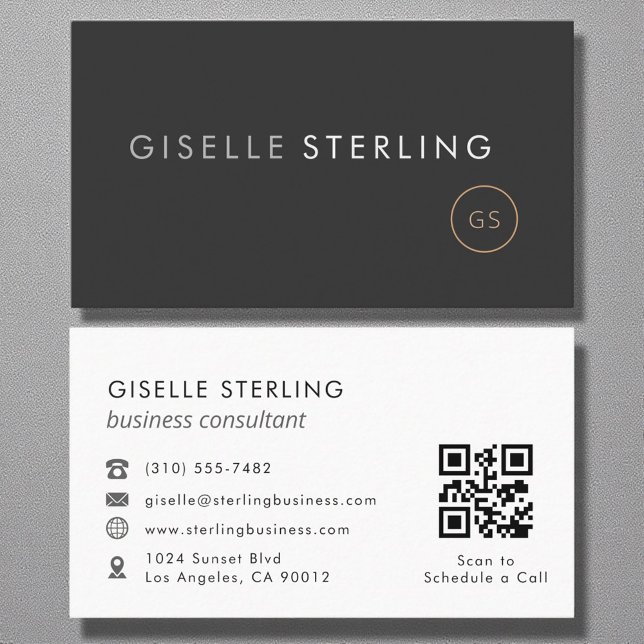Tarjeta De Visita Consultor de negocios QR Código Negro de lujo (Subido por el creador)