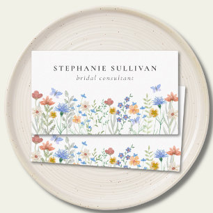 Tarjeta De Visita Consultor de novias en acuarela de flores silvestr