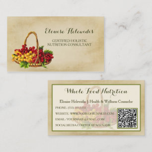 Tarjeta De Visita Consultor de nutrición holística código QR de la c