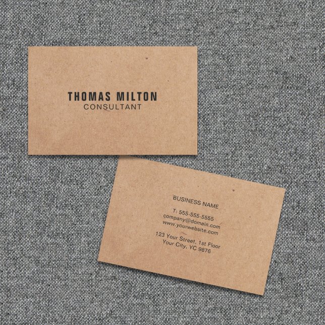 Tarjeta De Visita Consultor de papel Kraft elegante y sencillo (Subido por el creador)