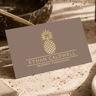 Tarjeta De Visita Consultor de Propiedades de Lujo Gold Pineapple Ta