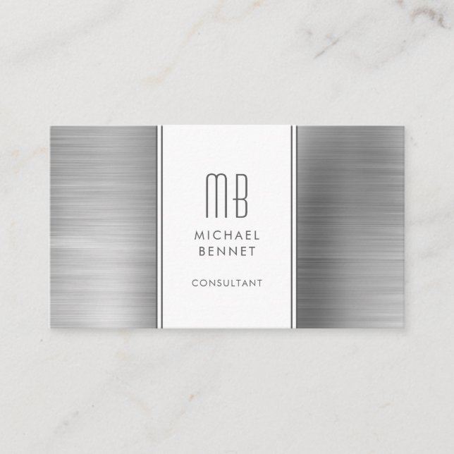 Tarjeta De Visita Consultor de Relieve metalizado Metálico Gris Gris (Anverso)