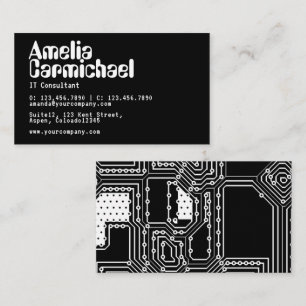 Tarjeta De Visita Consultor de tecnología de TI en blanco y negro