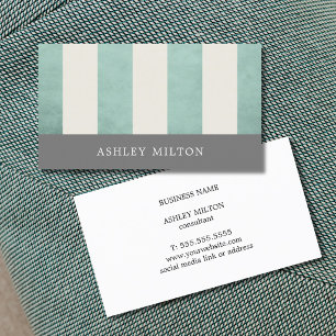 Tarjeta De Visita Consultor de Textura Moderna Verde Gris Rayado